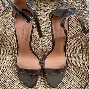 Rebecca Allen The Two Strap Heeled Brown Patent Leather Stiletto Heels 9.5M